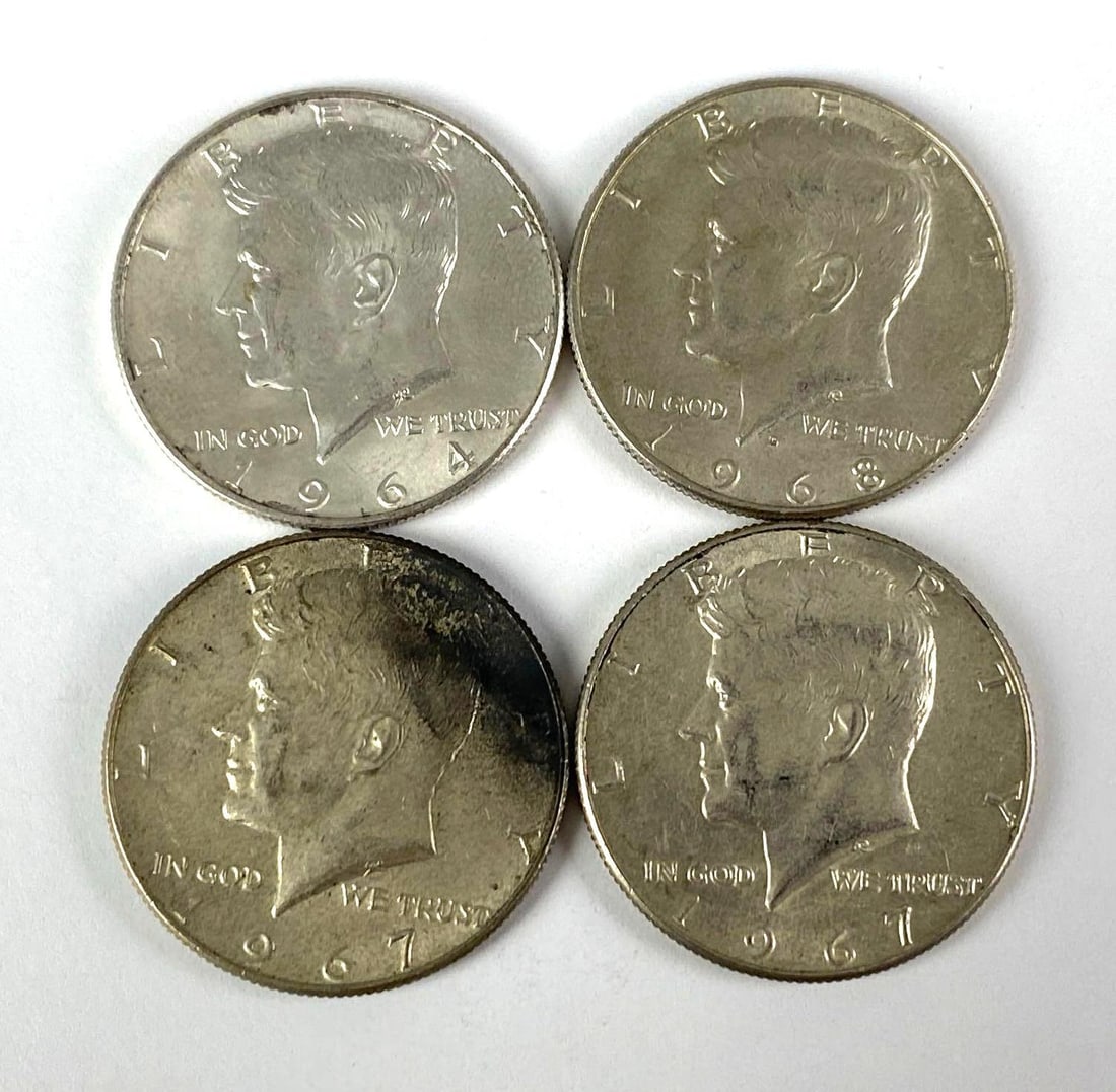 Group of 4 1960s Kennedy Silver Half Dollars (1 of 2)