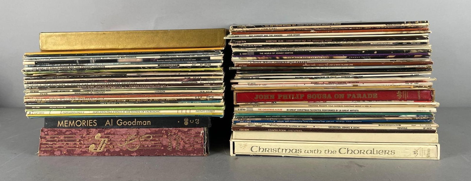 Group of Country Vinyl Records: Includes Christmas, polka, Johnny cash, Merle haggard