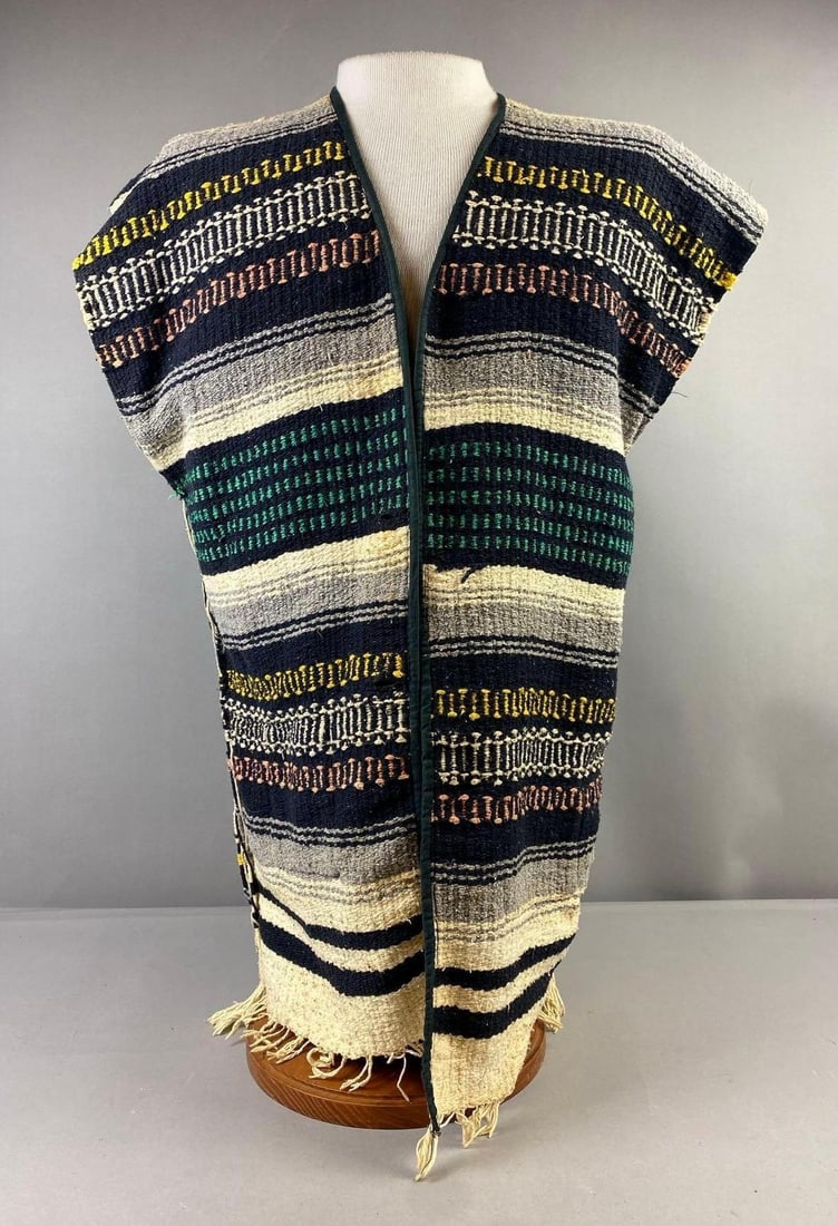 Vintage Mexican Serape Blanket Vest: Size Medium. Stand not included.