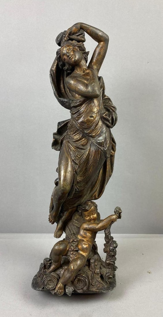 Antique Pewter French Art Lamp Base (1 of 3)