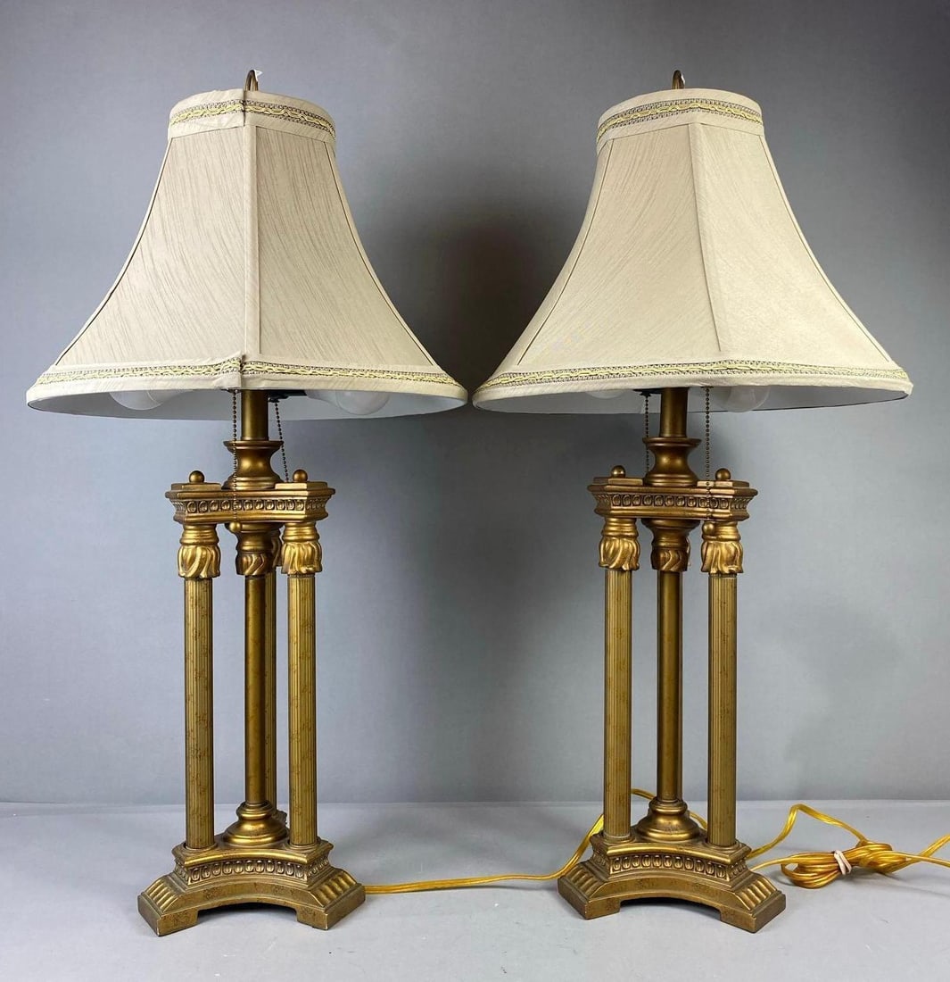 Group of 2 Ornate Columns Table Lamps (1 of 2)