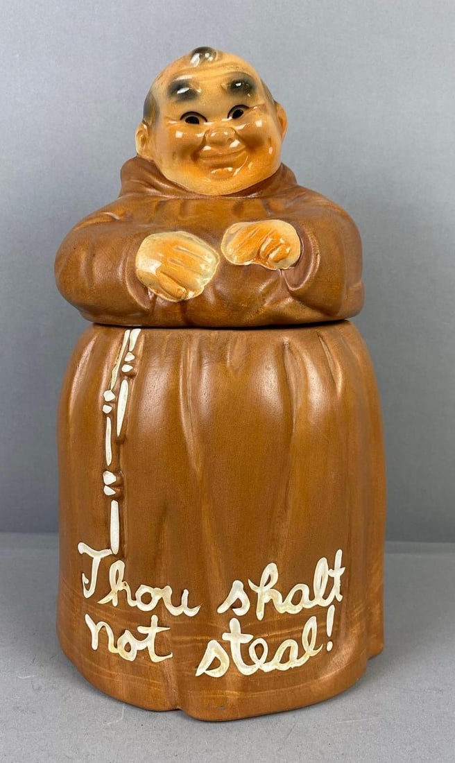 Vintage 1960 Twin Winton ?Thou Shalt Not Steal? Friar Tuck Cookie Jar (1 of 4)