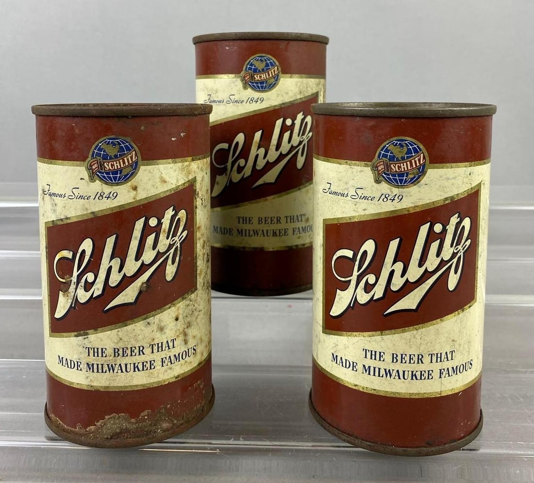 Group of 3 1949 Schlitz Brewing Company Beer Cans (1 of 4)