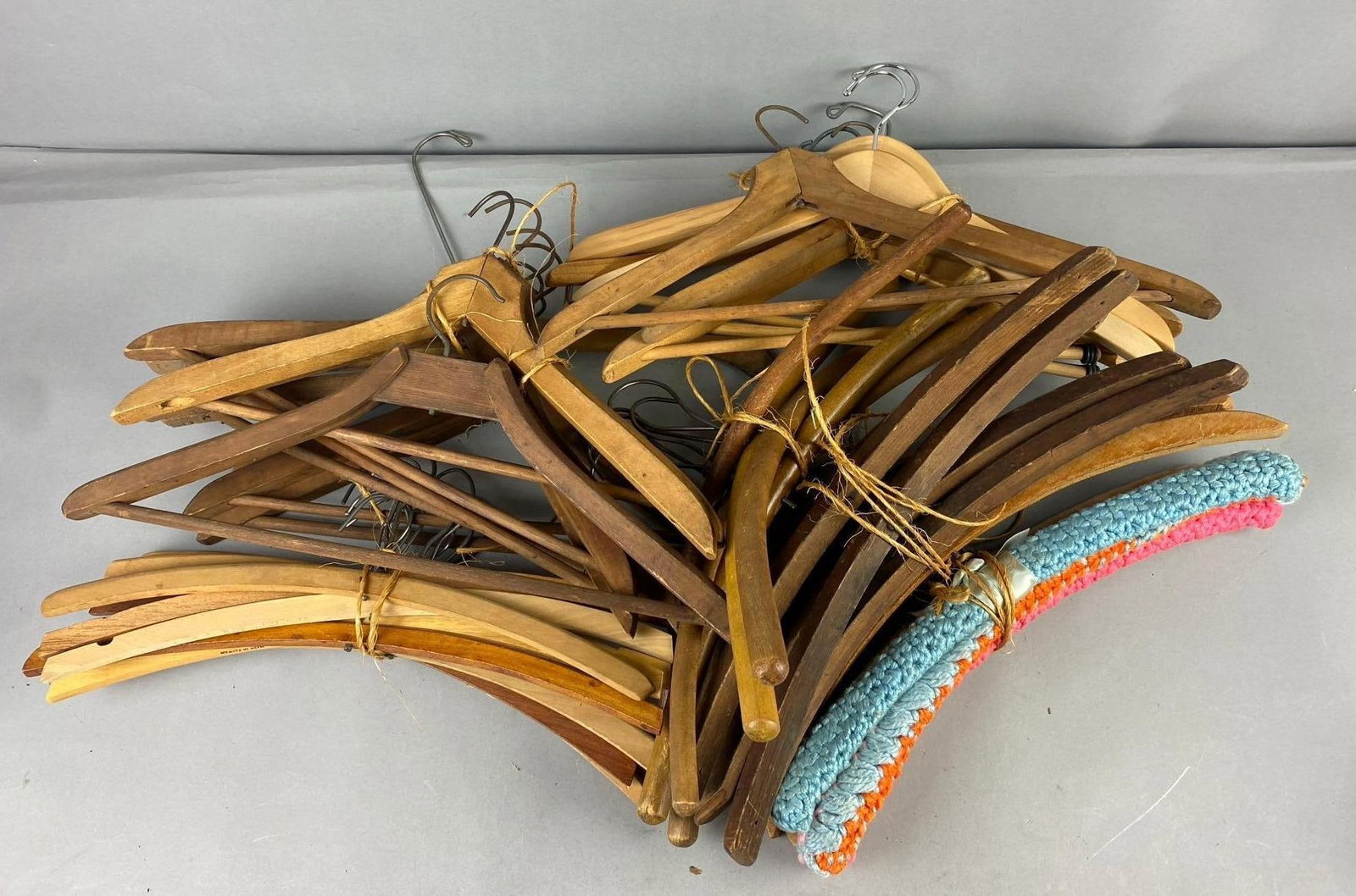 Group of Vintage Wood Hangers: Largest measures 17 inches in length.
