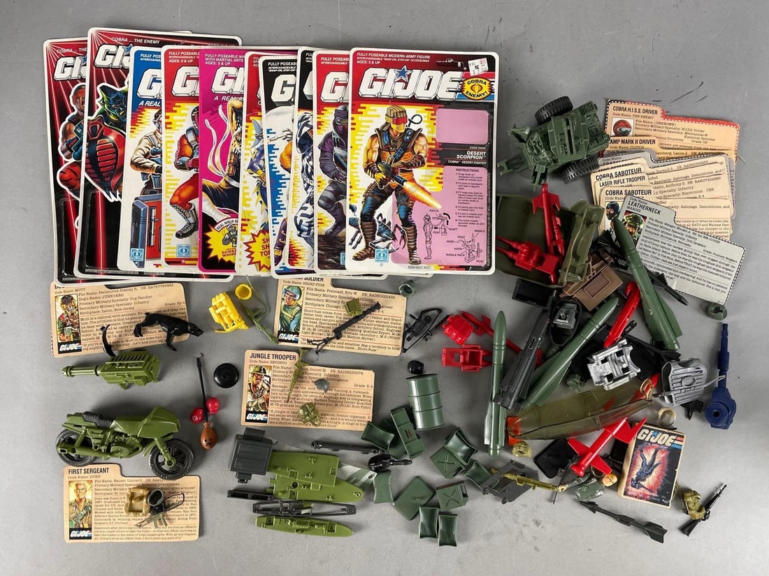 Group of 1980s G.I. Joe Accessories and Card Backs (1 of 3)