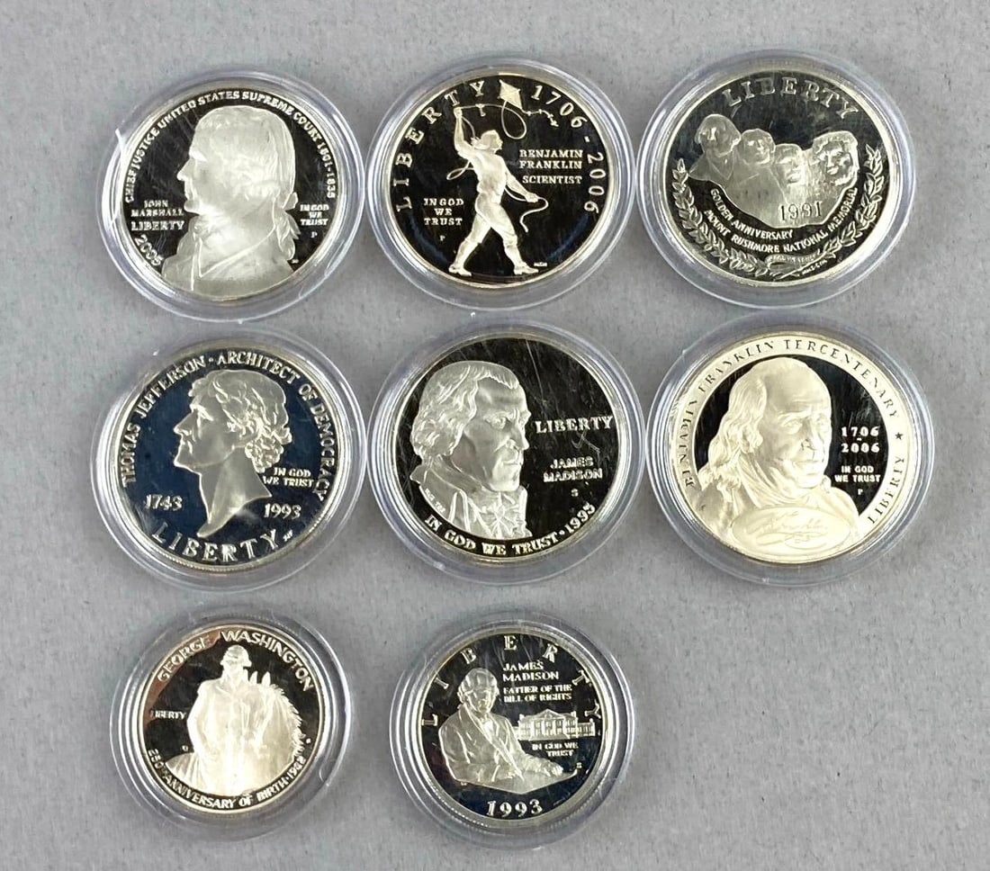 Group of 8 US Commemorative Silver Dollars and More (1 of 2)