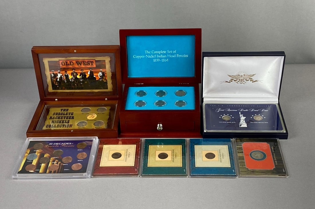 Group of Assorted US Indian Head 1c Pennies Sets and More: Include 1936 US Buffalo Nickel, 1916 Mercury Silver Dime, and more.