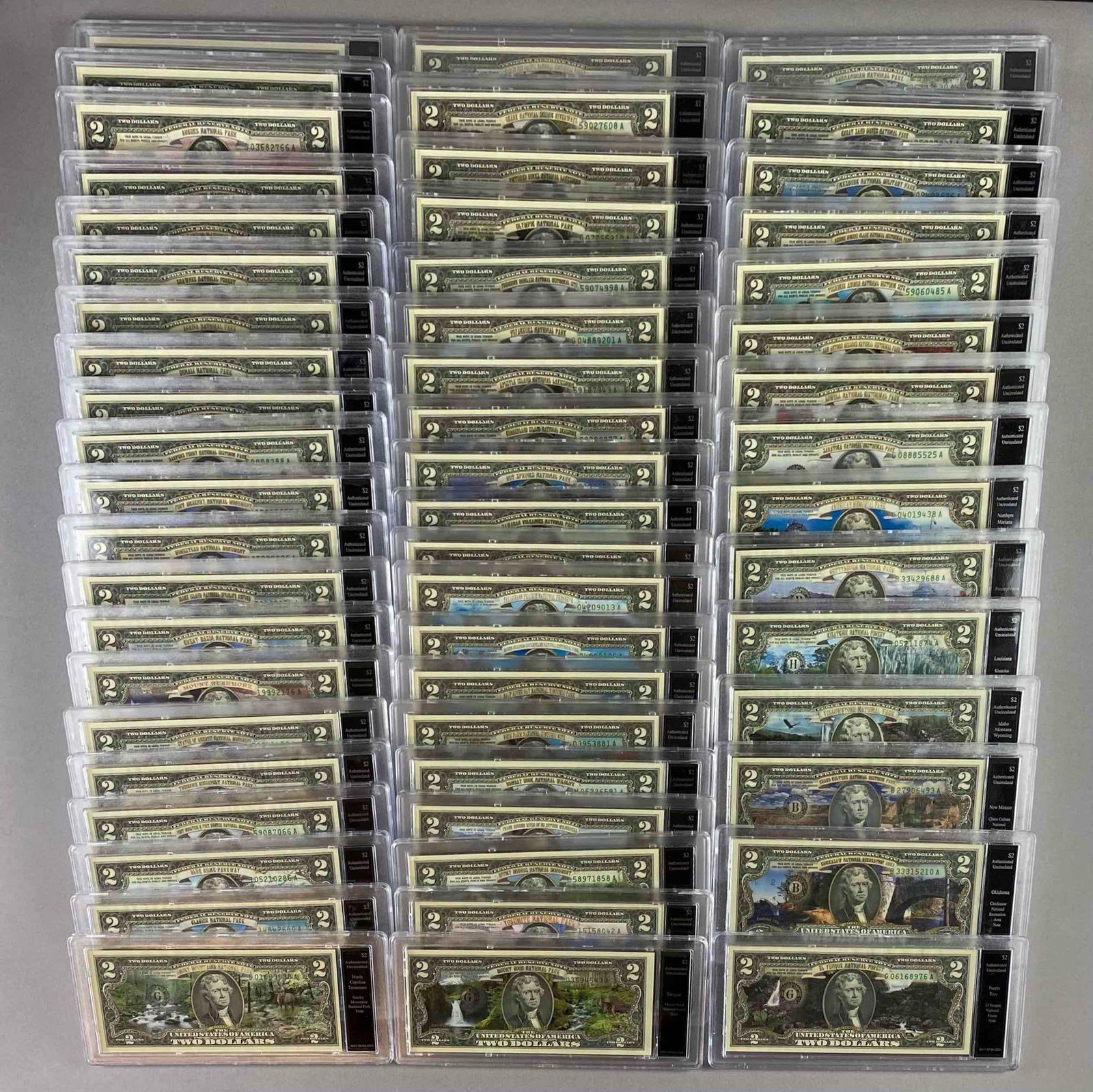 Group of 56 First Commemorative Mint $2 US Federal Note National Parks Commemorative Set (1 of 4)