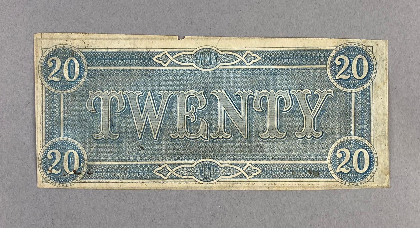 US Civil War Confederate $20 Note - 2