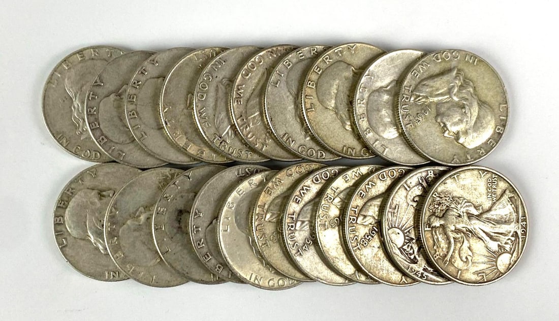 Group of 21 1950s-1960s Silver Half Dollars (1 of 1)