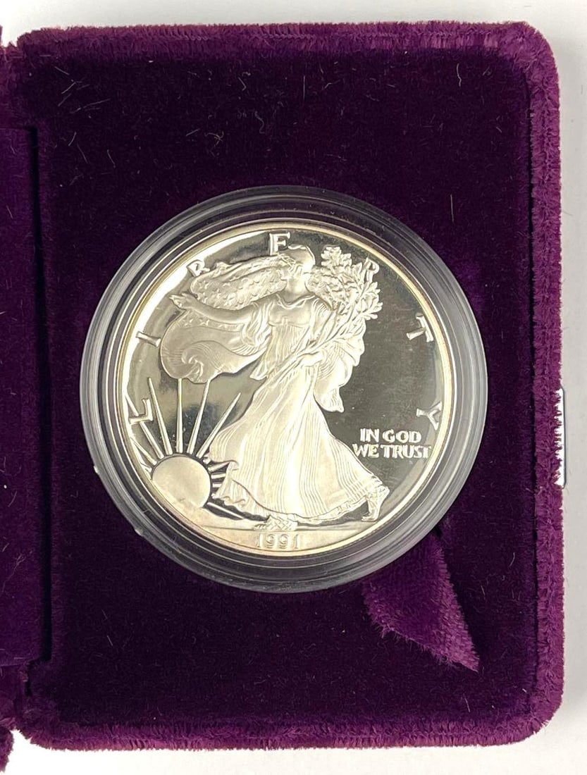 1991 US Mint $1 American Silver Eagle 1 oz Fine Silver Proof Coin (1 of 4)