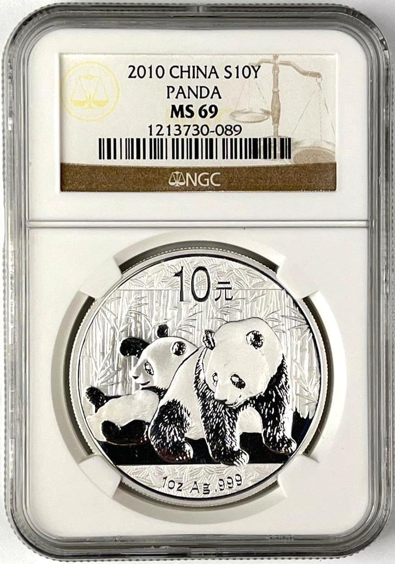 2010 China 10 Yuan Panda 1 oz .999 Fine Silver Round NGC MS69 (1 of 2)