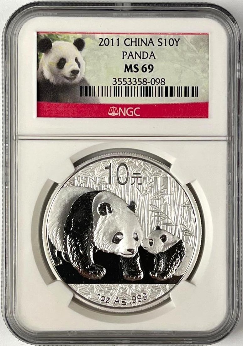 2011 China 10 Yuan Panda 1 oz .999 Fine Silver Round NGC MS69 (1 of 2)