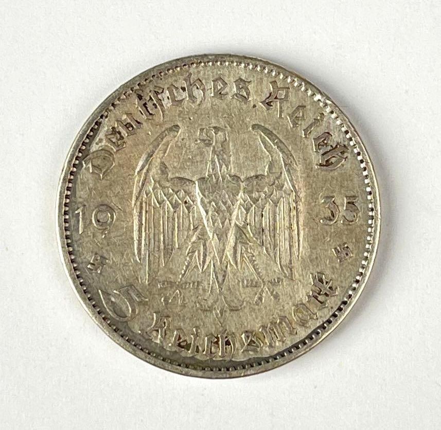 1935 WW2 German 5 Reichsmark Silver Coin: 1935 WW2 German 5 Reichsmark Silver Coin