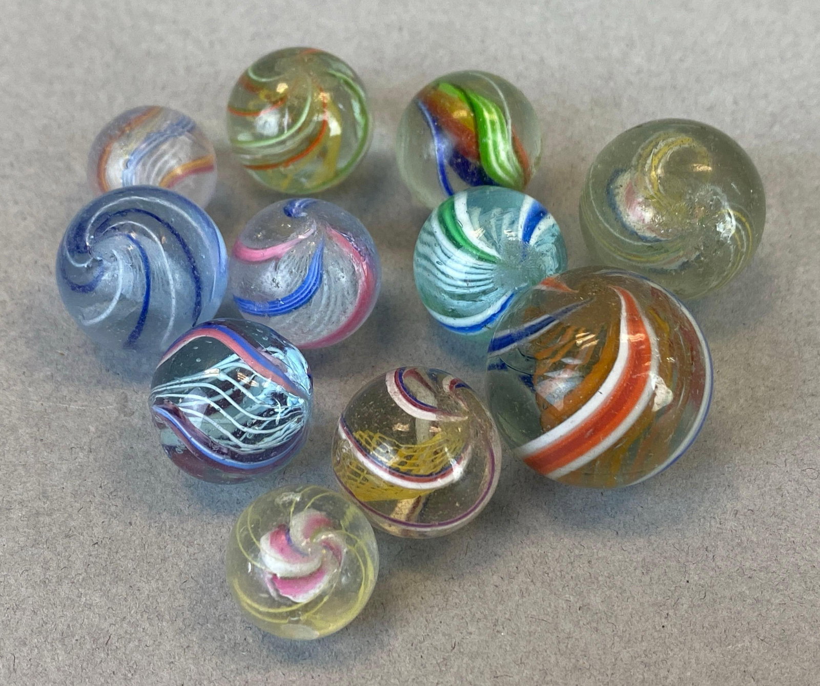 Group of 10 Antique German Swirl Glass Marbles (1 of 2)