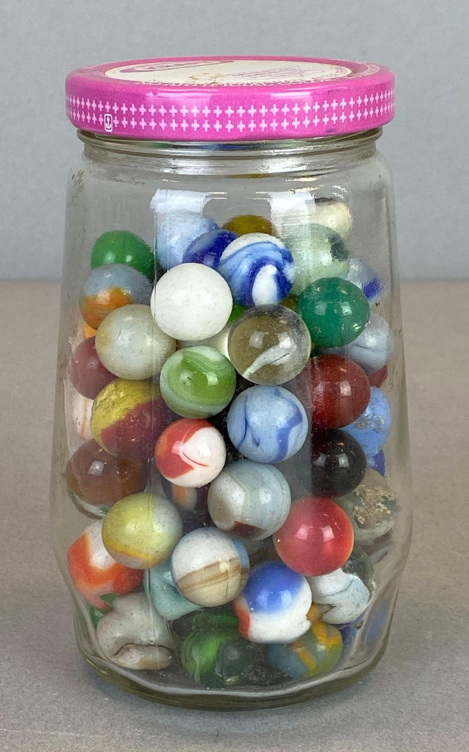 Glass Jar of Assorted Glass Marbles (1 of 5)