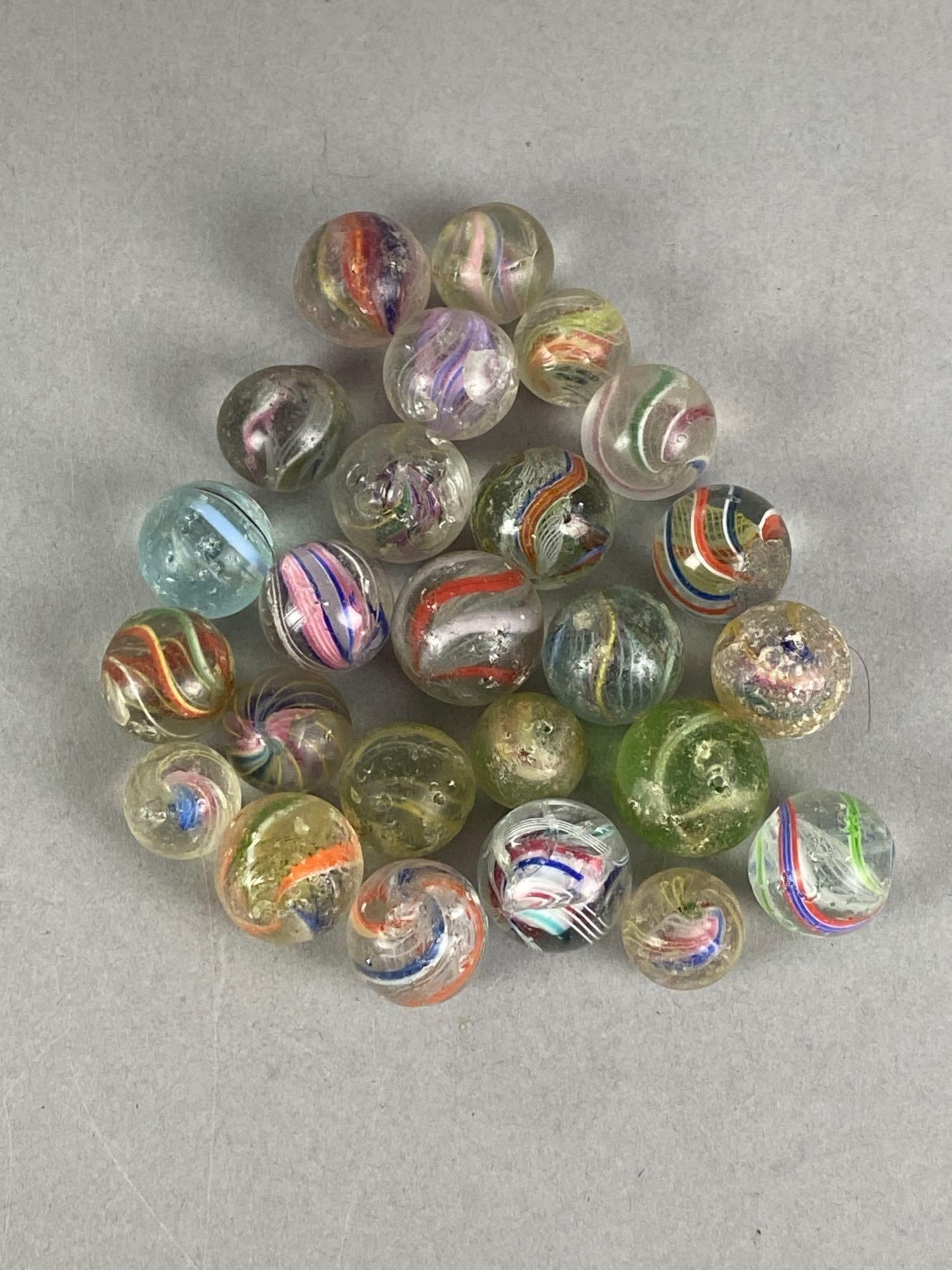 Group of 25+ Antique German Swirl Glass Marbles - 2