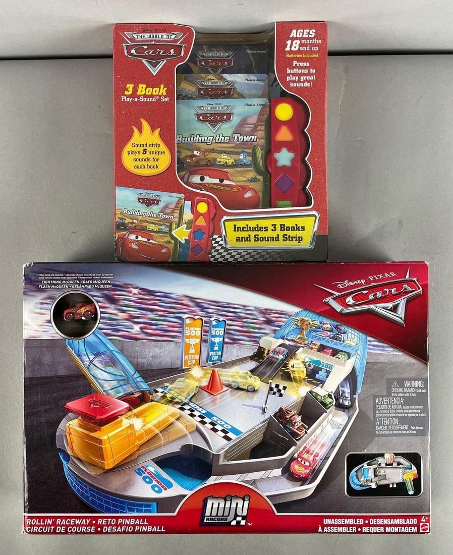 Mattel Disney Pixar Cars Mini Racers Playset and More: Includes play a sound book set, original packaging