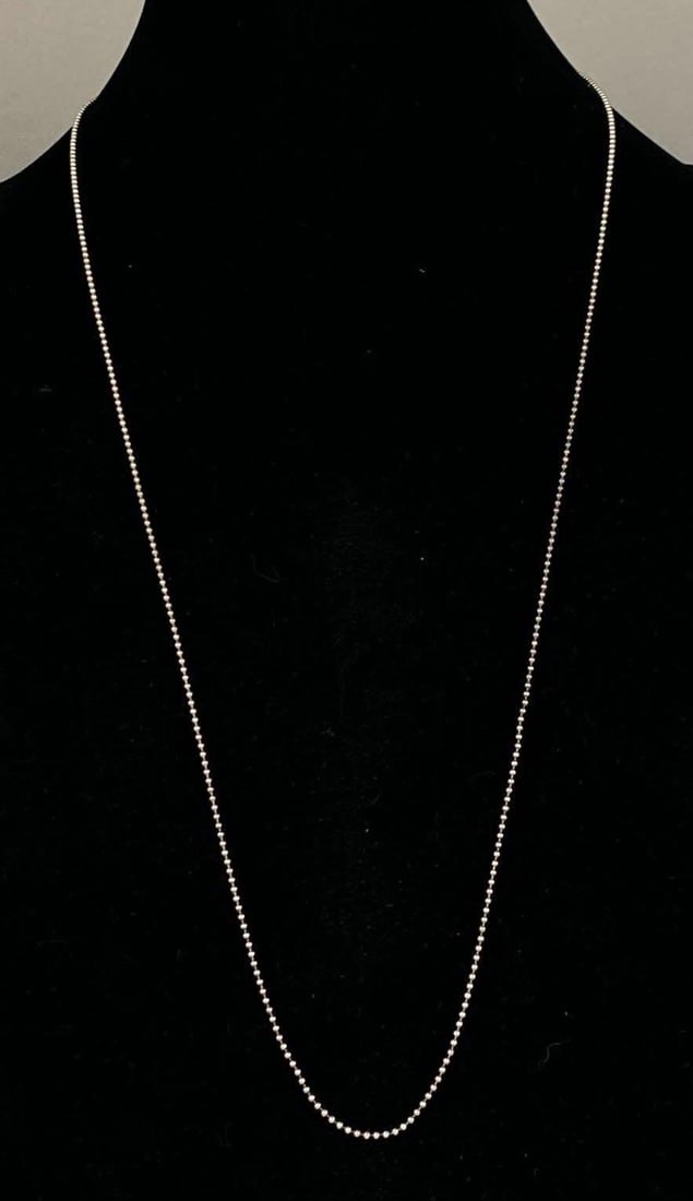 Signed Italian Sterling Silver Ball Chain Necklace: Measures 30 inches in length