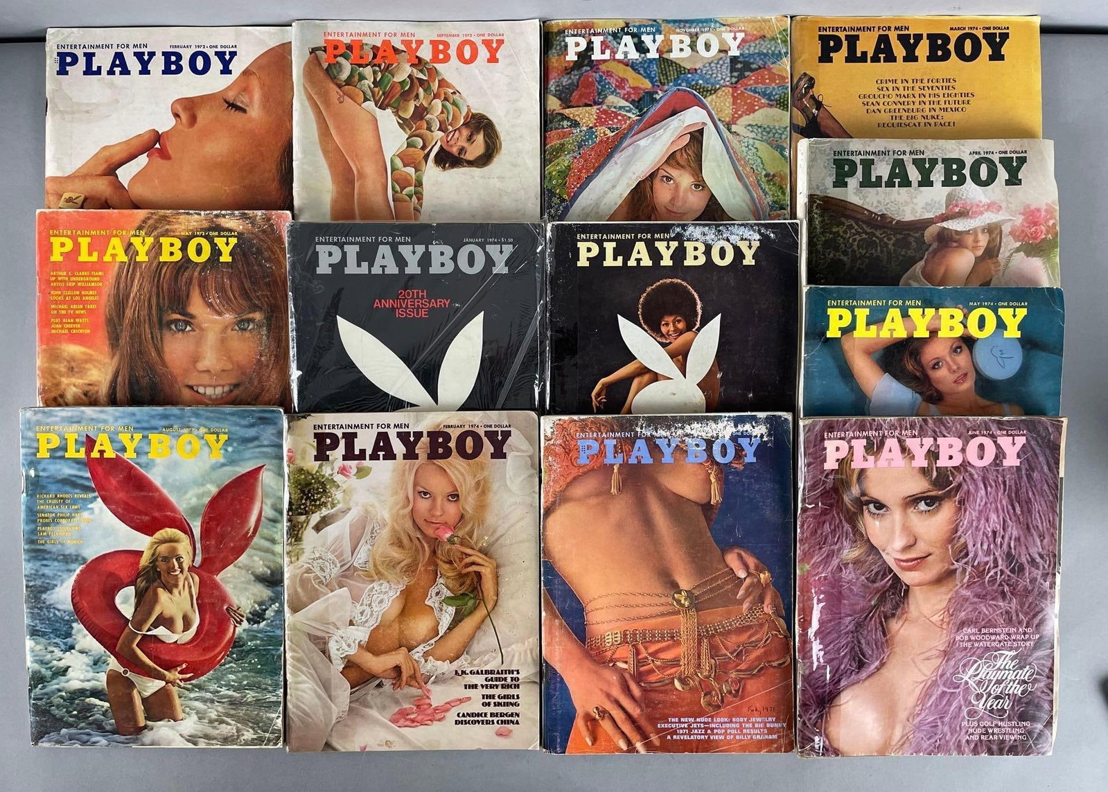 Group of 1970s Playboy Magazines: Includes 20th anniversary issue