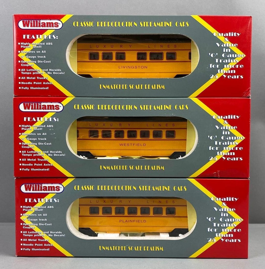 Group of 3 Williams Electric Trains O Gauge Reproduction Streamline Train Cars (1 of 3)