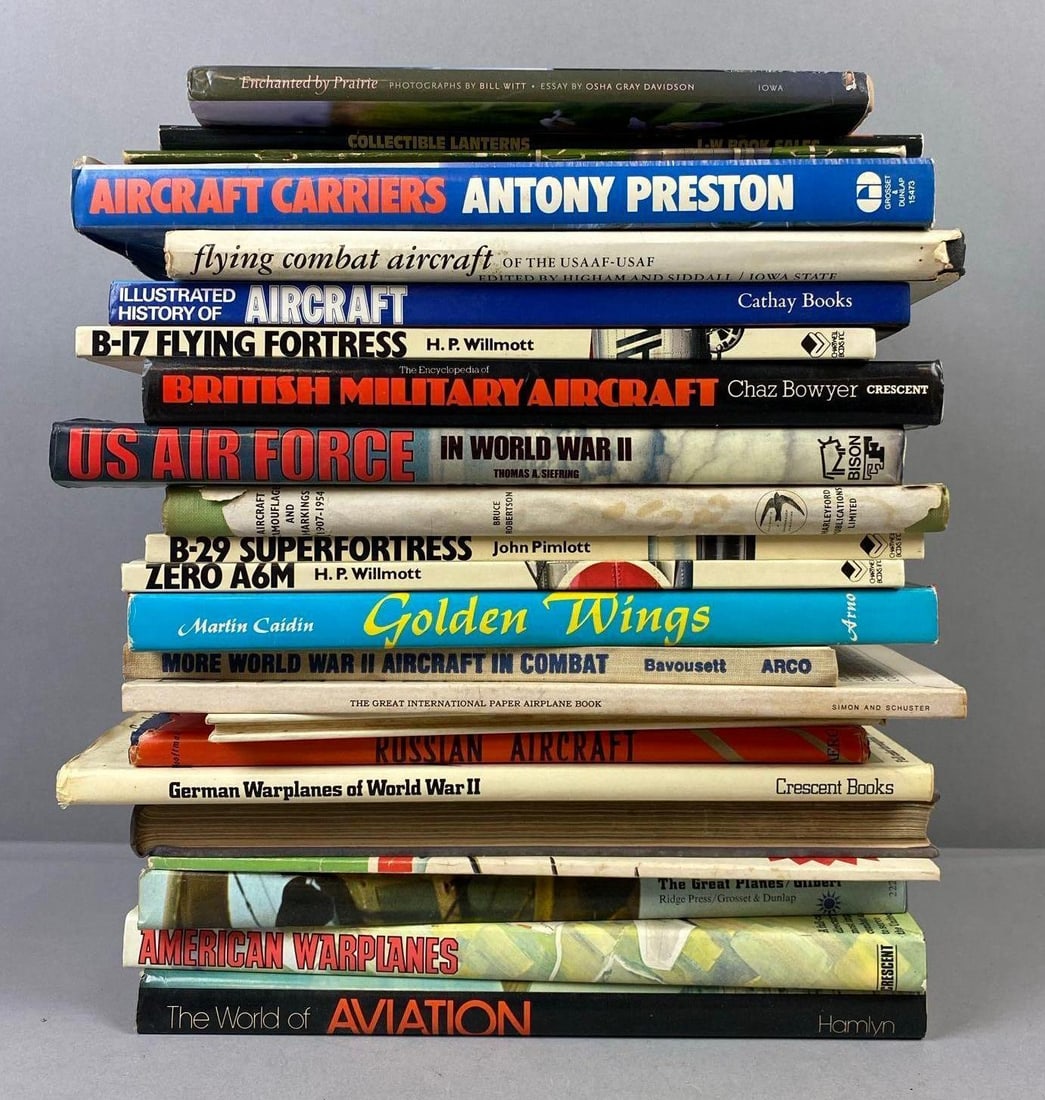 Group of Assorted United States Air Force Books and More: Includes Aviation, Golden Wings, and more. Largest book measures L 12 x W 10 inches.