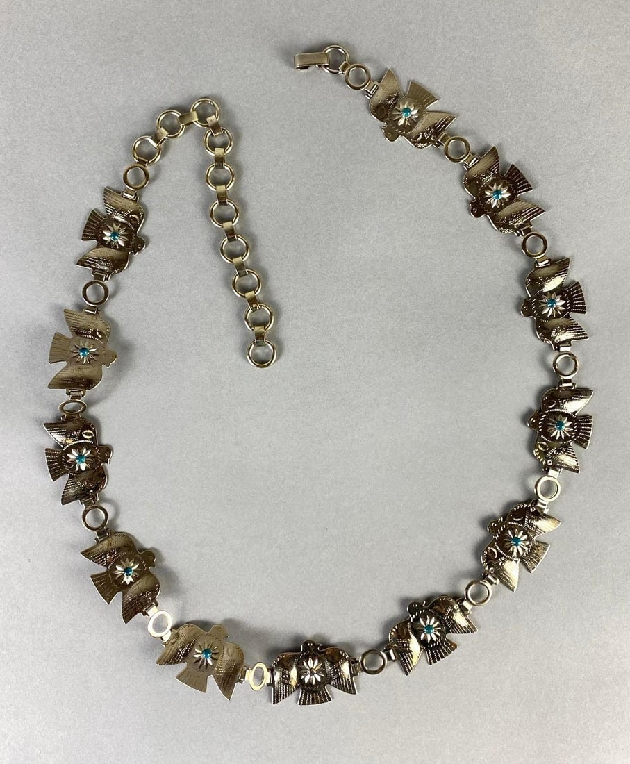 Native American Style Thunderbird Medallion Link Belt: Measures 40 1/2 inches long.