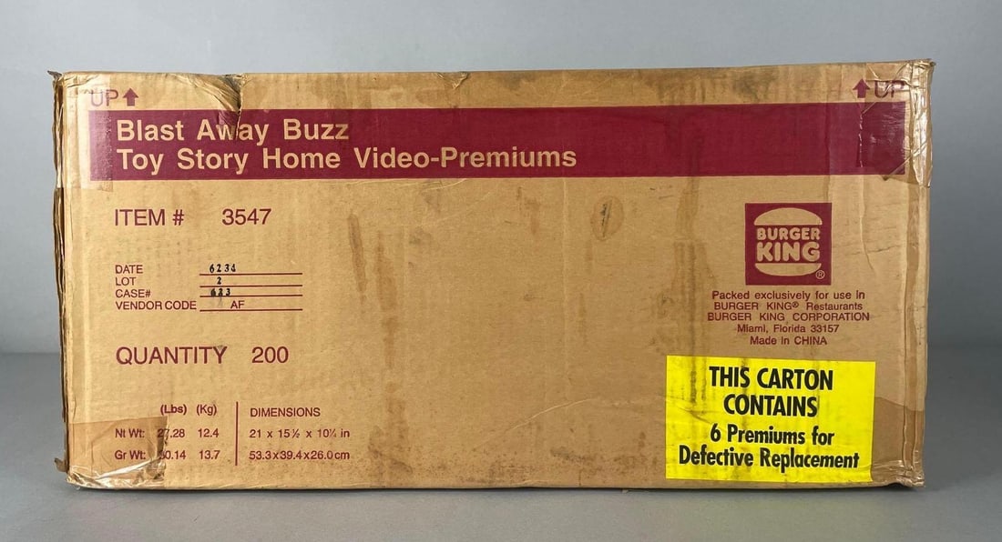 Shipping Box of 200 Burger King Toy Story Blast Away Buzz Toy Premiums (1 of 3)