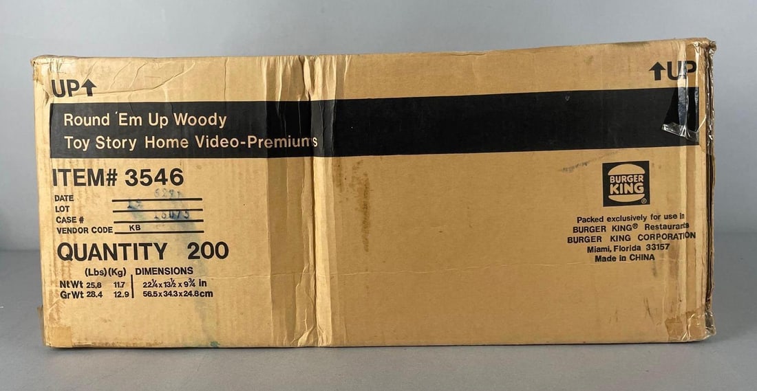 Shipping Box of 200 Burger King Toy Story Round Em Up Woody Toy Premiums (1 of 3)