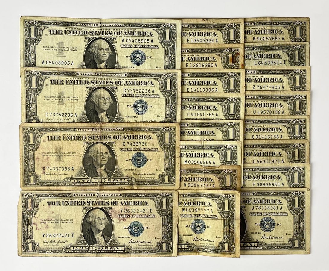 Group of 20 US $1 Blue Seal Silver Certificates (1 of 3)