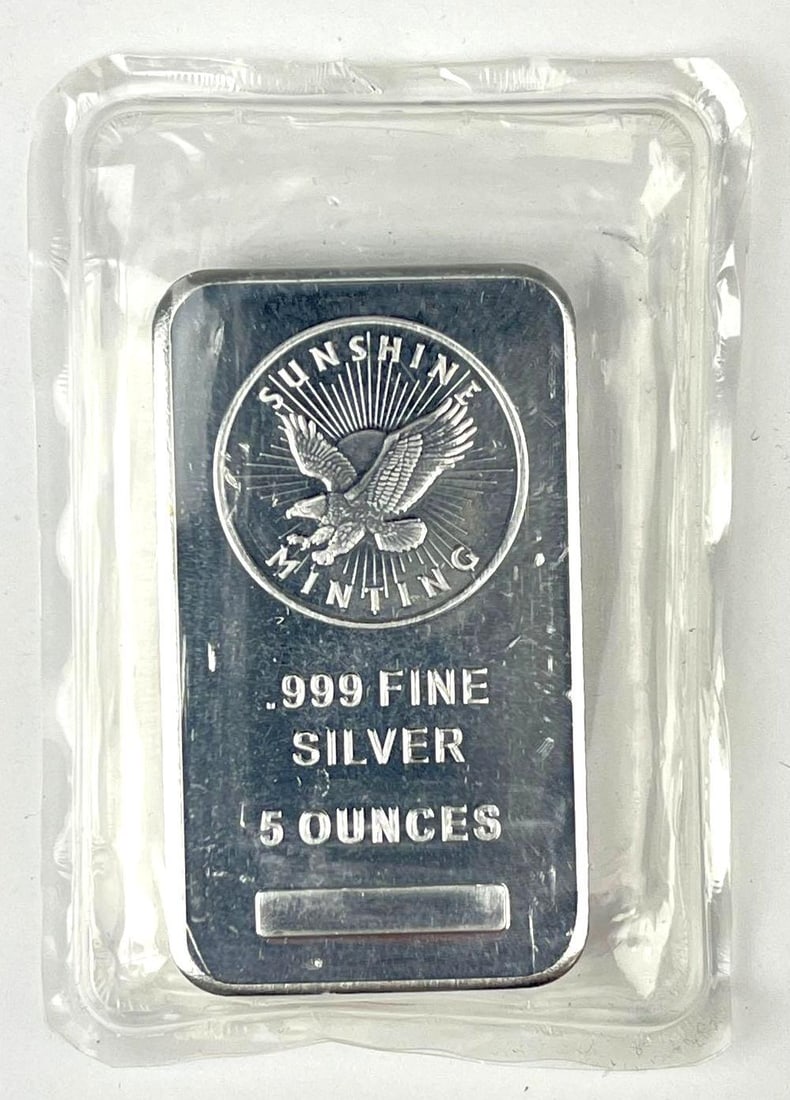 Sunshine Minting Eagle 5 oz .999 Fine Silver Ingot/ Bar (1 of 2)