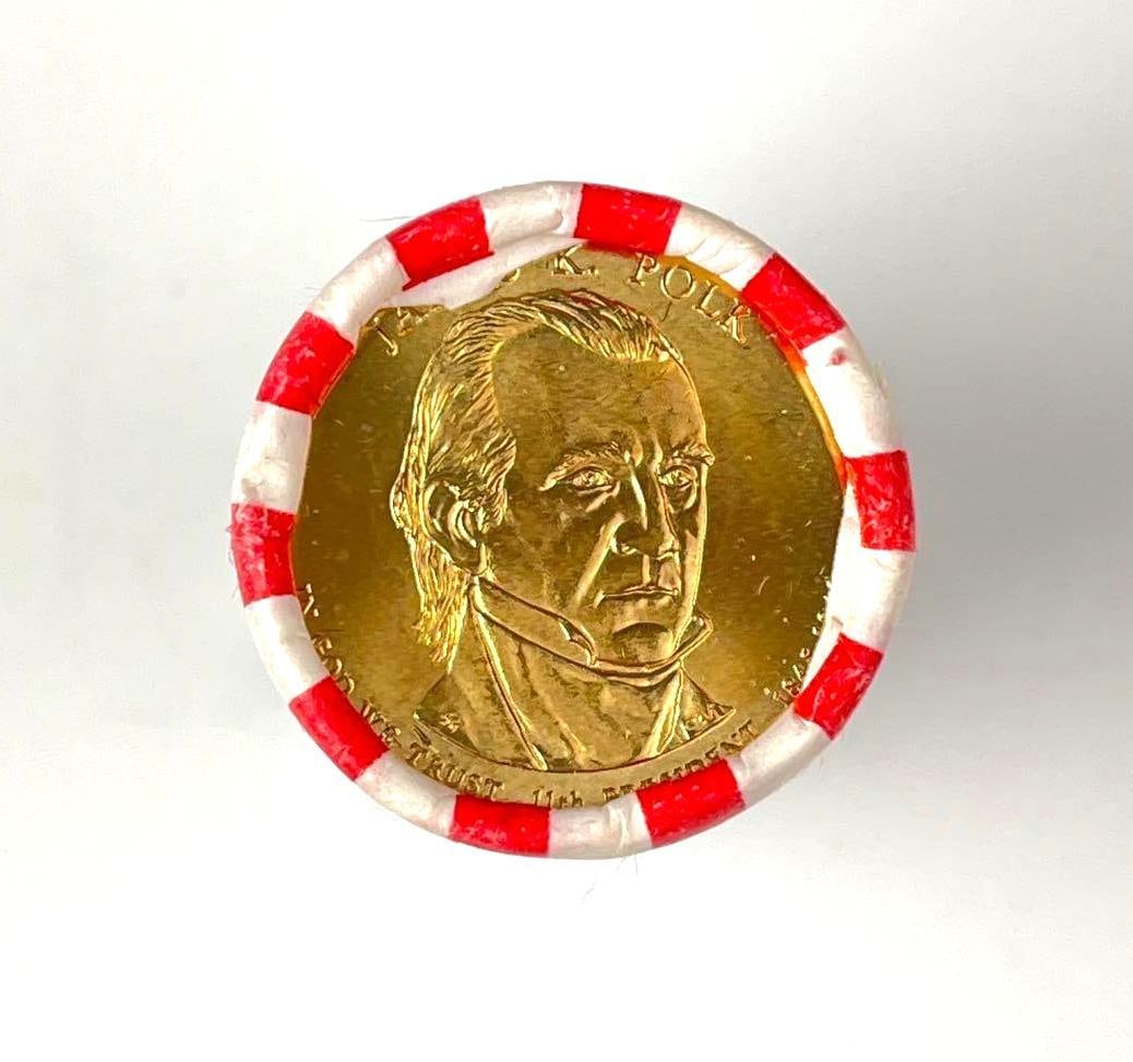 US Mint $25 James K Polk Presidential $1 D Coin Roll (1 of 2)