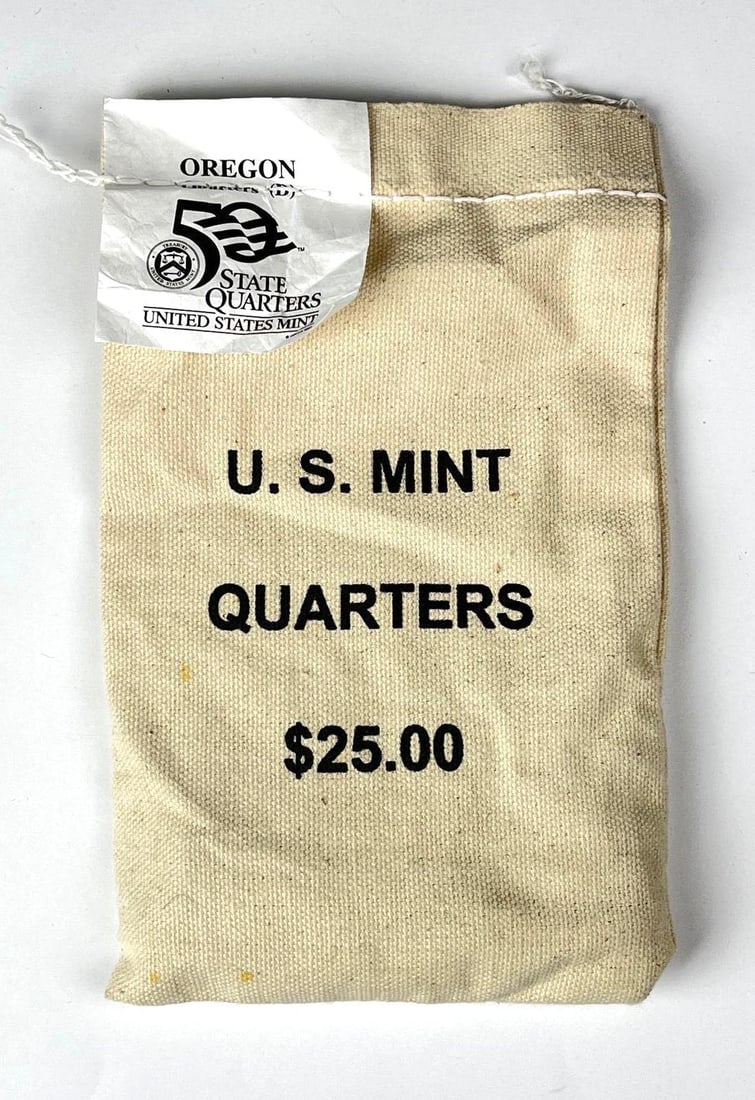 US Mint $25 Oregon D State Quarters in Canvas Bag (1 of 2)