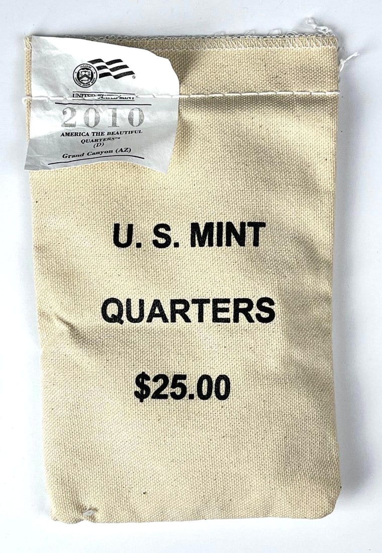 2010 D US Mint $25 ATB Grand Canton Arizona Quarters in Canvas Bag (1 of 2)
