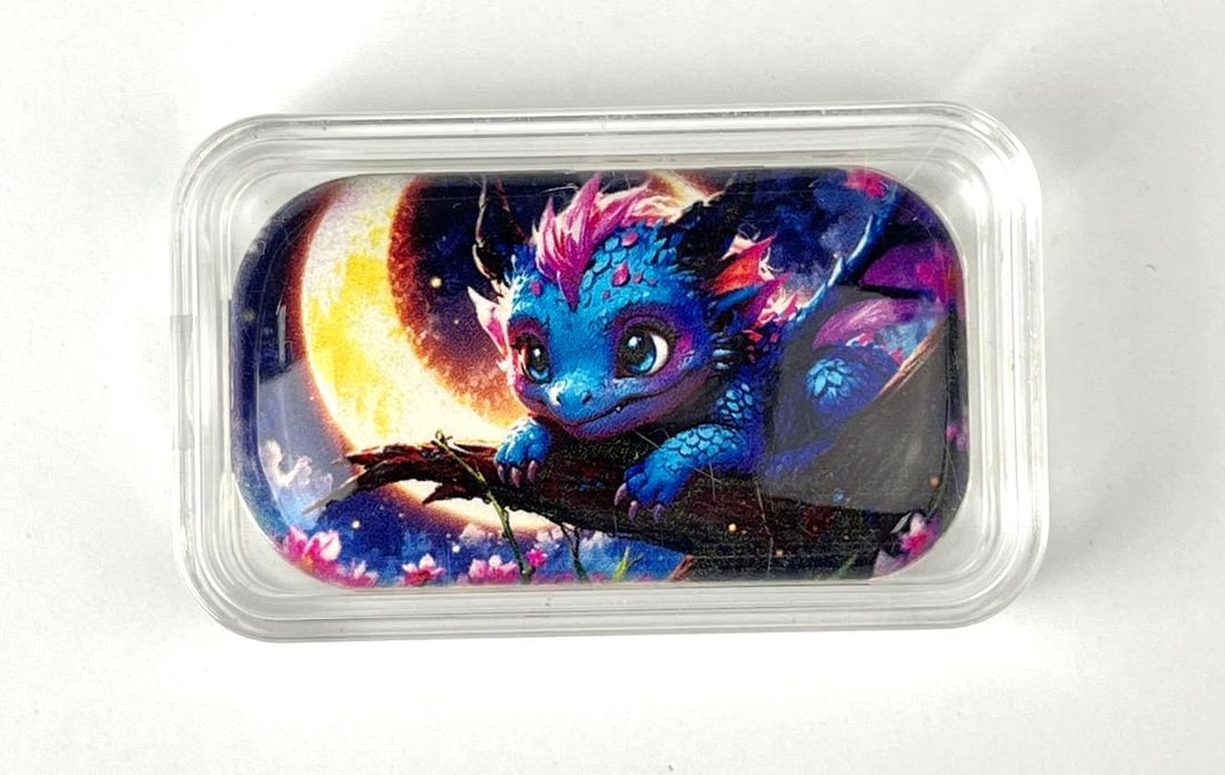 HaleyBug Colorized Baby Dragon 2 oz 999 Fine Silver Ingot/ Bar (1 of 2)