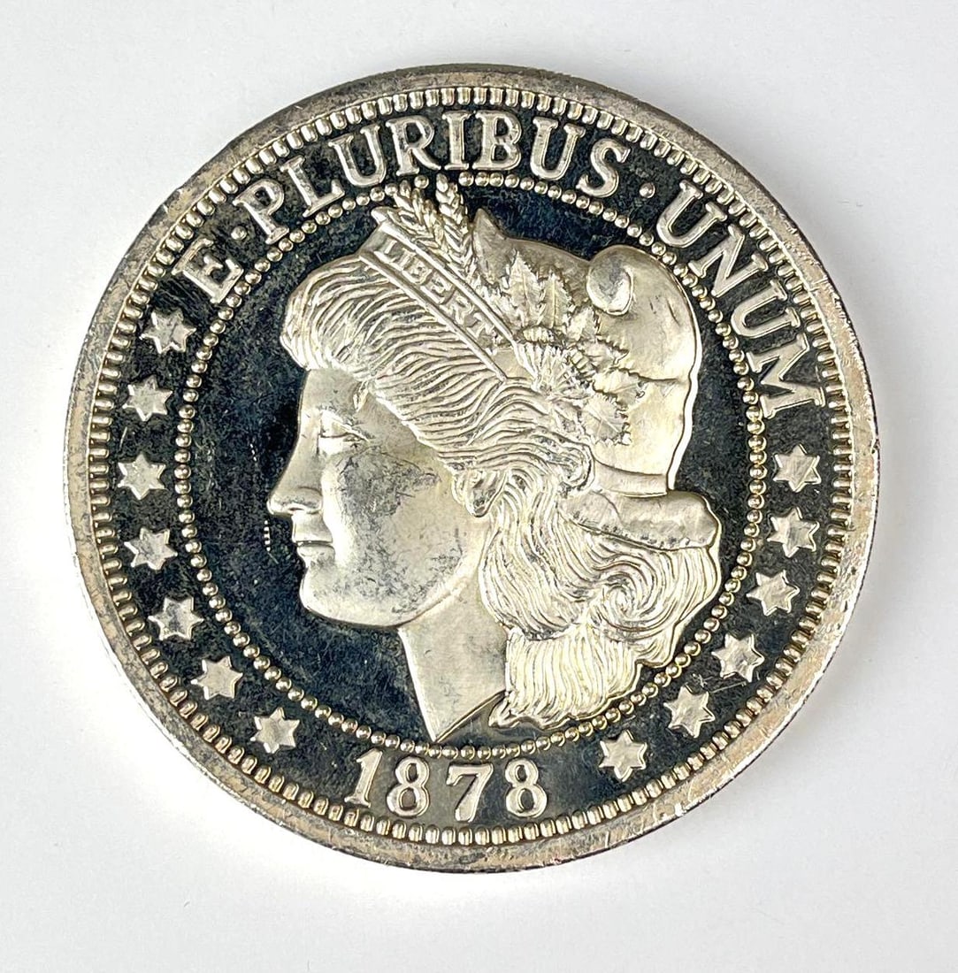 1878 Morgan Design 7.31 oz 999 Fine Silver Round: 1878 Morgan Design 7.31 oz 999 Fine Silver Round