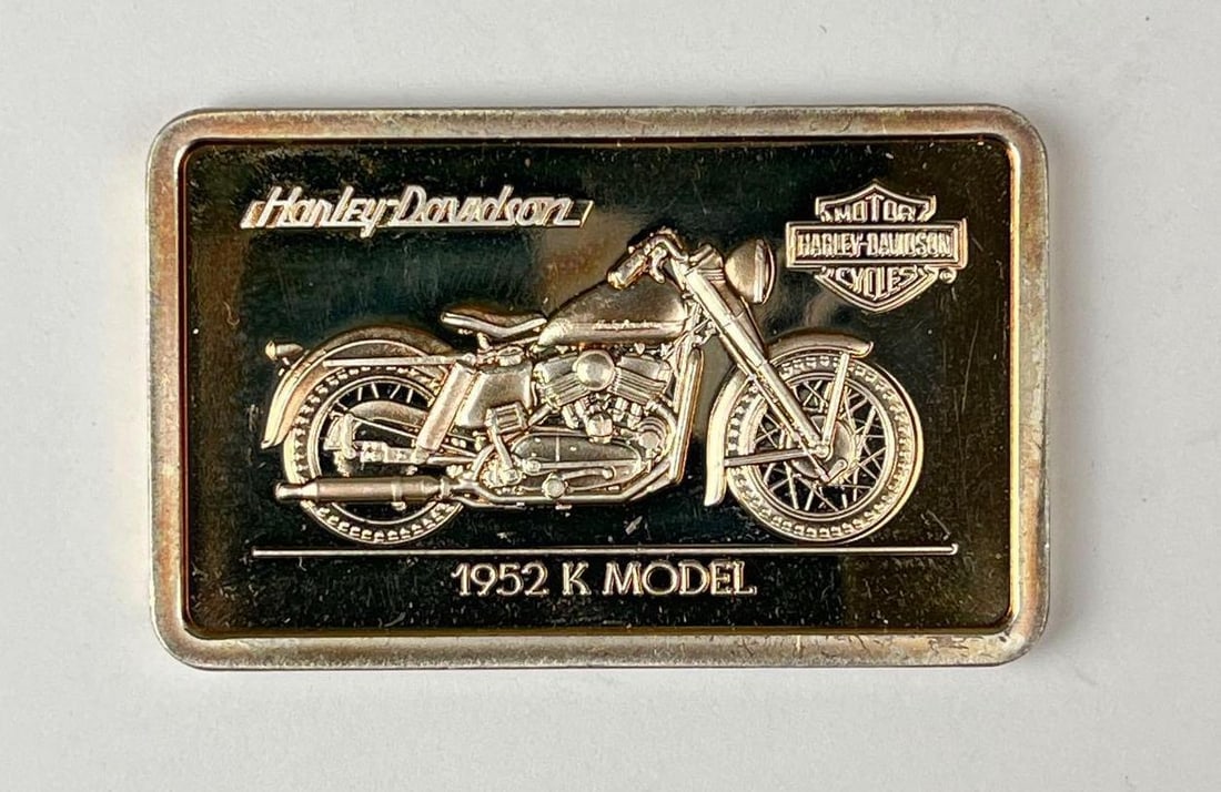 1992 Harley Davison 1952 K Model 1.38 oz .999 Fine Silver Ingot/ Bar (1 of 2)