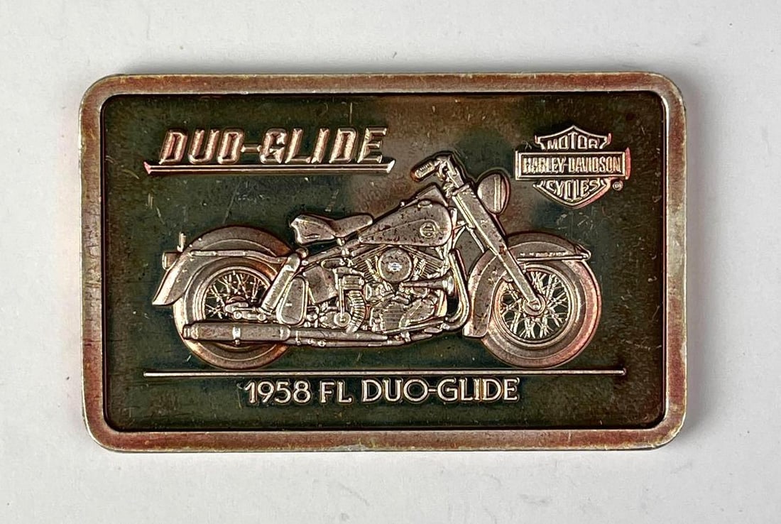 1992 Harley Davison 1958 FL Duo Glide 1.38 oz .999 Fine Silver Ingot/ Bar (1 of 2)