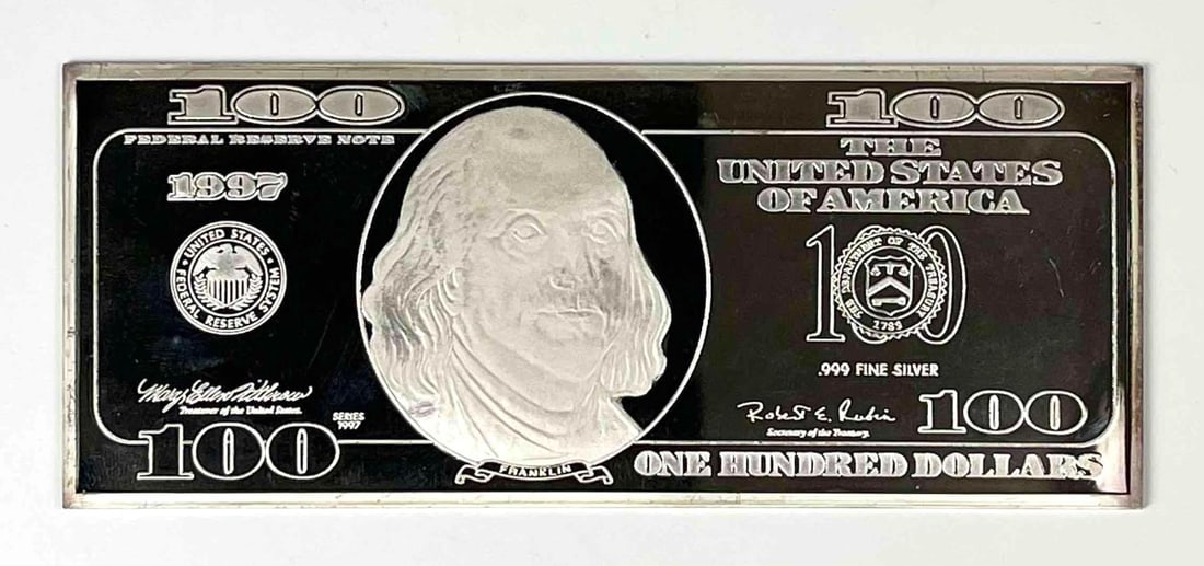1997 $100 4 oz .999 Silver Proof Certificate (1 of 2)