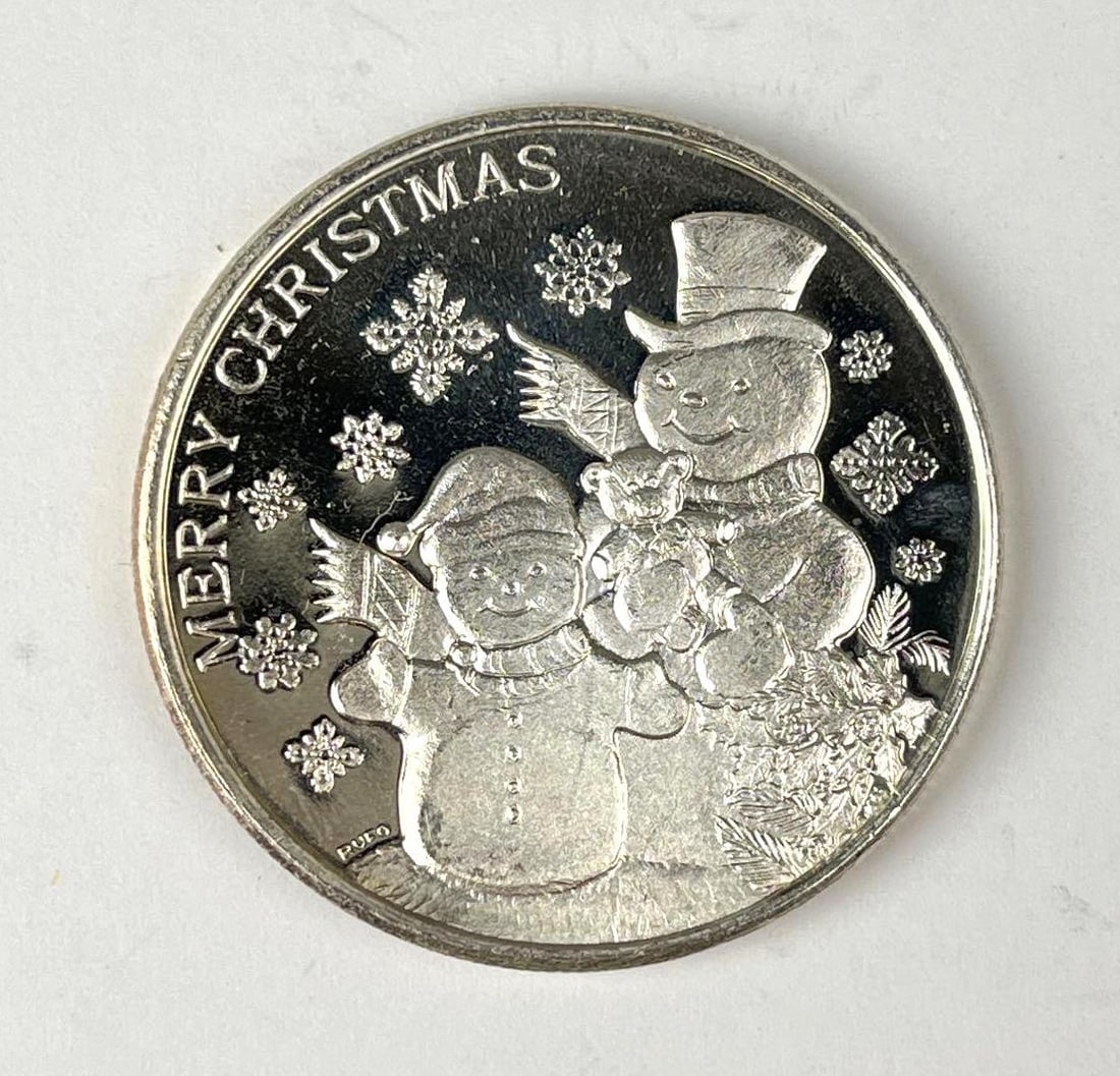 2014 Seasons Greetings Merry Christmas 1 oz .999 Fine Silver Round (1 of 2)