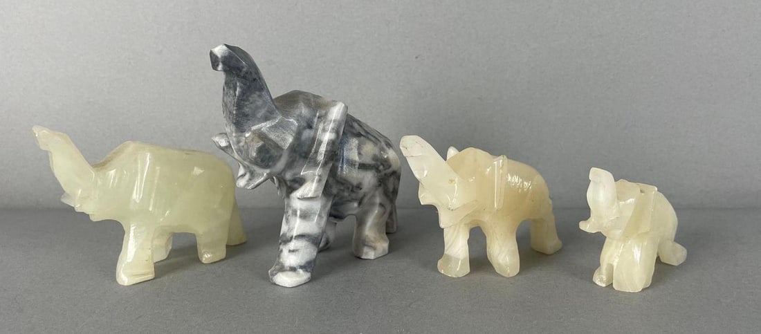 Group of Carved Onyx Elephant Figurines (1 of 3)