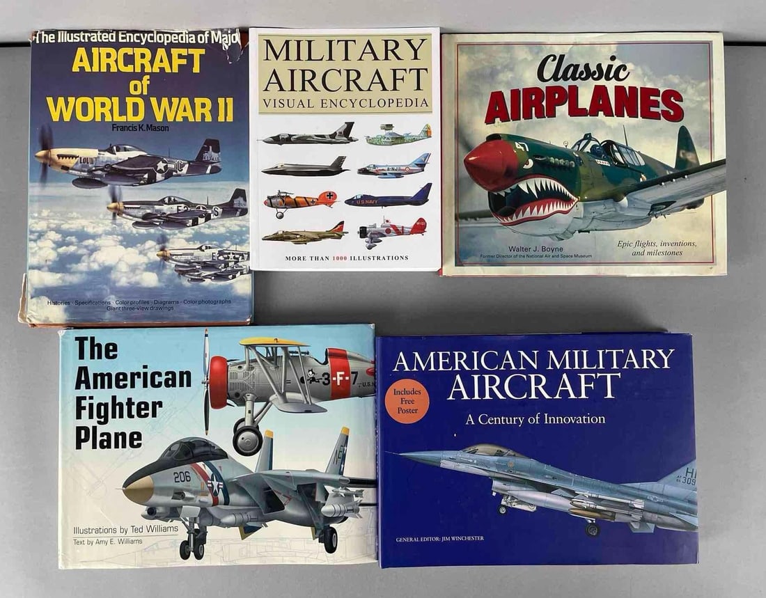 Group of Military Aircraft Hardcover Books: Largest measures 9 1/2" x 12 1/2"