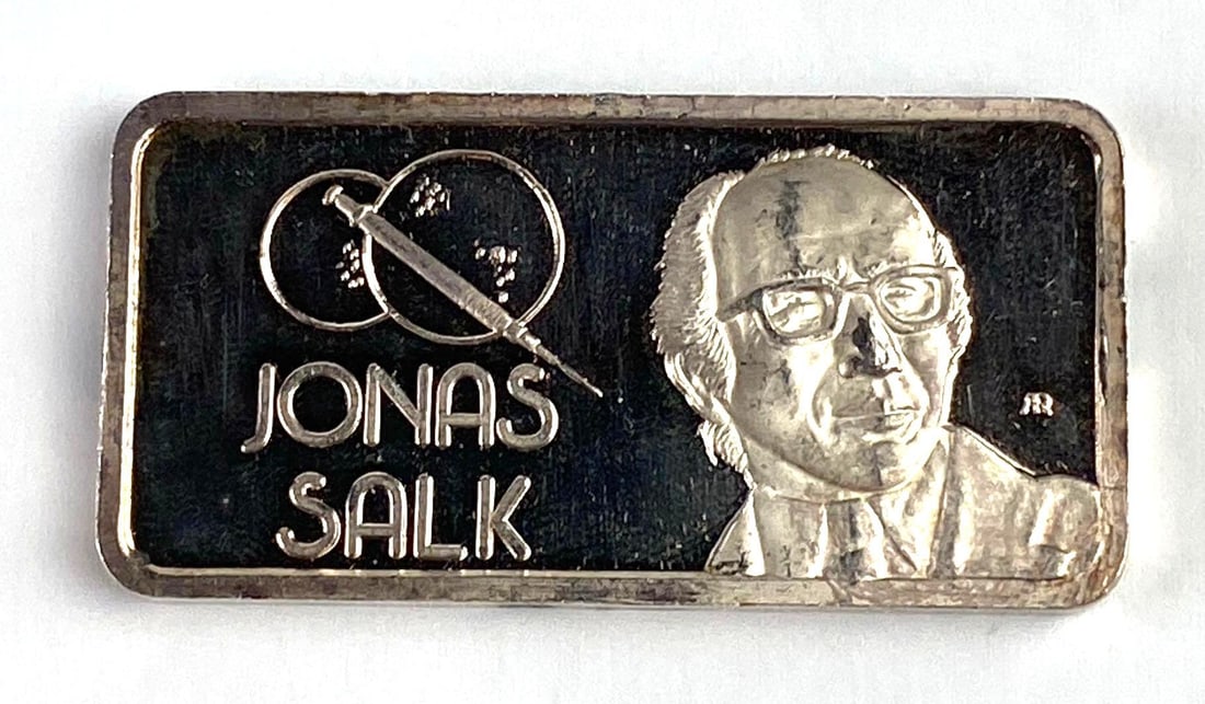 The Hamilton Mint 1 Oz .999 Fine Silver Jonas Salk Ingot/ Bar (1 of 2)