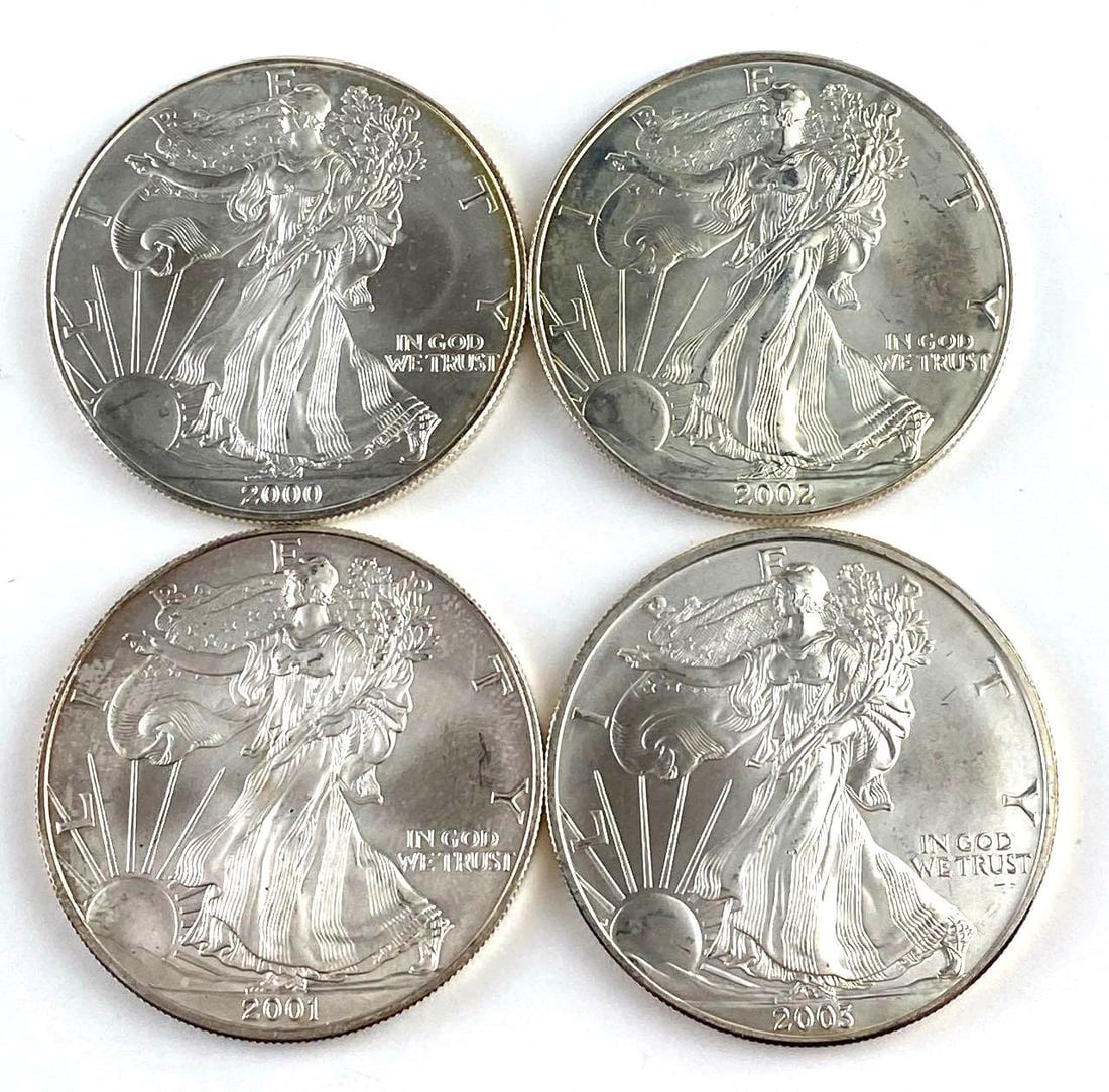 Group of 4 US 1 Oz American Silver Eagles (1 of 2)