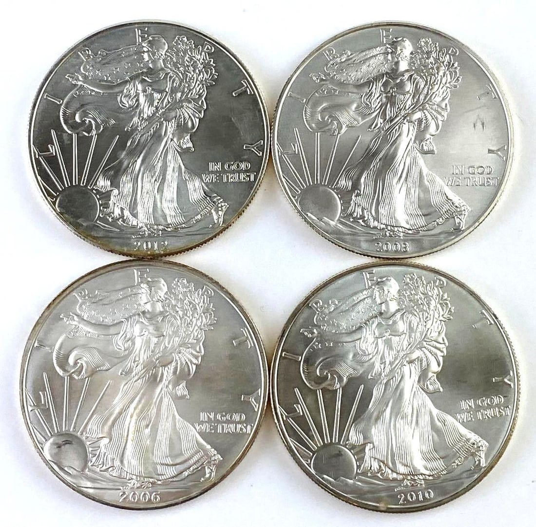 Group of 4 US 1 Oz American Silver Eagles (1 of 2)
