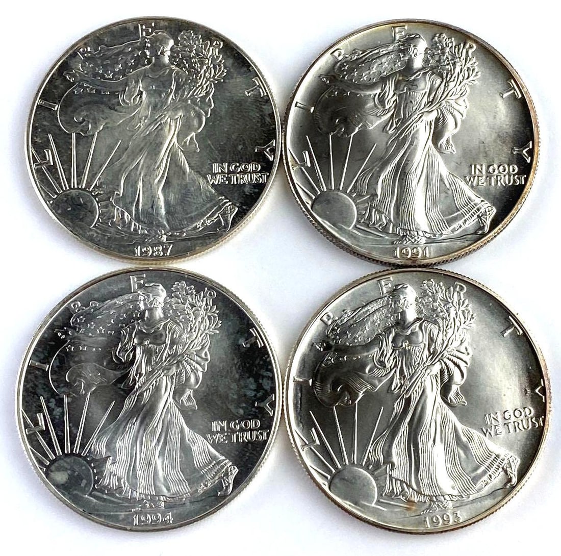 Group of 4 US 1 Oz American Silver Eagles (1 of 2)