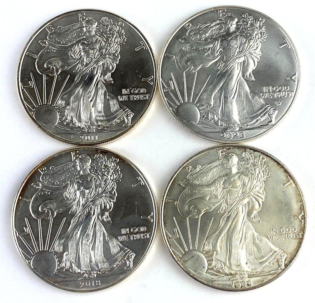 Group of 4 US 1 Oz American Silver Eagles (1 of 2)