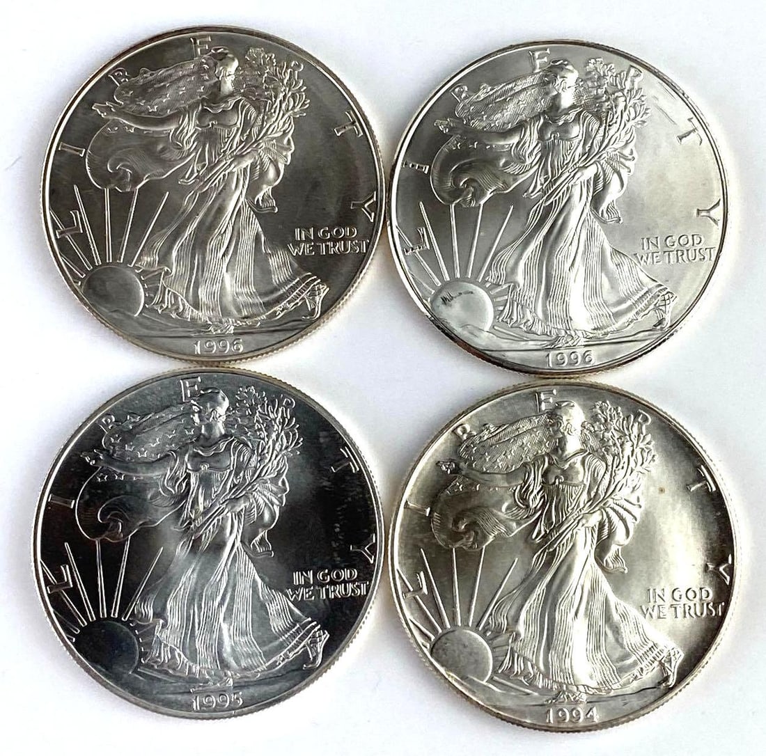 Group of 4 US 1 Oz American Silver Eagles (1 of 2)