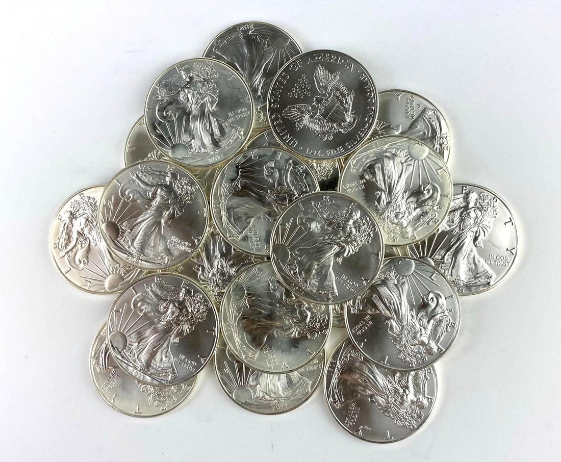 Group of 20 2021 US 1 Oz American Silver Eagles: Group of 20 2021 US 1 Oz American Silver Eagles