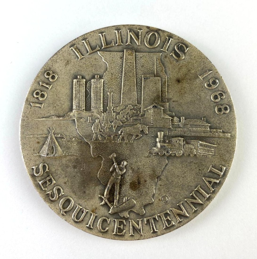 1968 Illinois Sesquicentennial 4 Oz .999 Fine Silver Round (1 of 2)